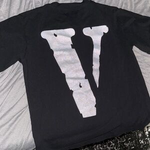 VLONE Black Tee with Reflective Logo